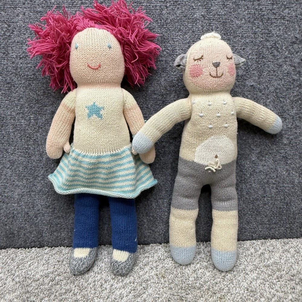 BlaBla Lola the‎ Rocker and Wooly the Sheep plush doll lot x2 (w/ hole in dress)